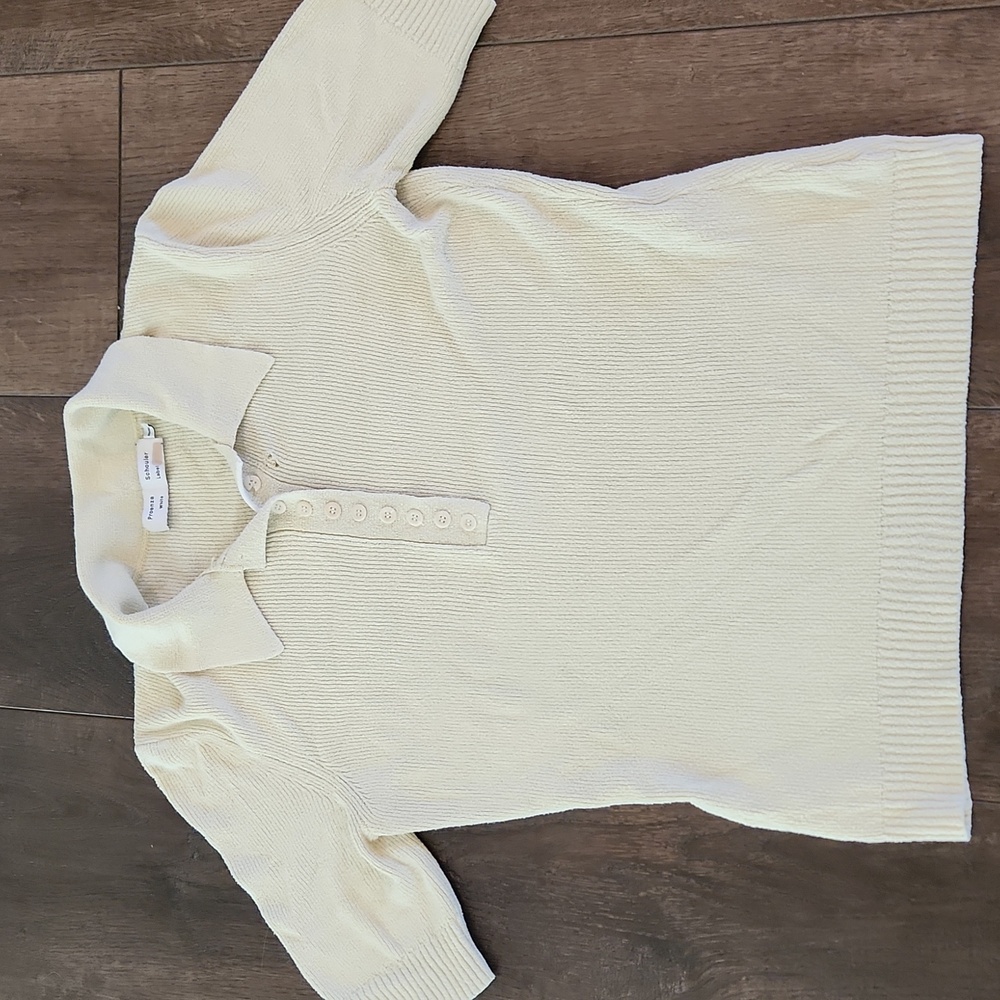 Proenza Schouler White Label Boucle Short Sleeve Polo in Yellow M Womens